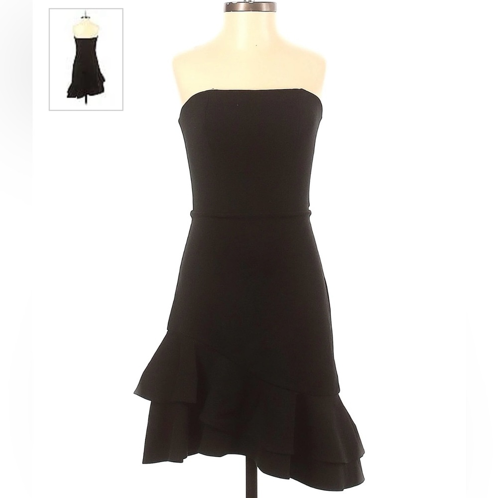 Amanda Uprichard Persephone Strapless Ruffle Dress Black NWT